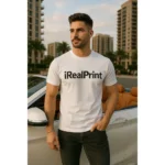 Tricou bărbați alb personalizat iRealPrint – mesaj clar și puternic, outfit urban cu impact vizual