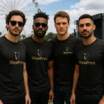 Tricouri bărbați negre personalizate iRealPrint – stil unitar, putere vizuală și apartenență masculină la festival