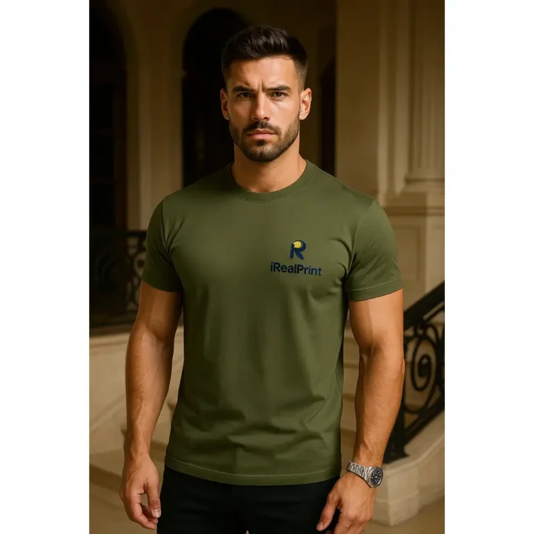 Tricou bărbați personalizat verde militar – lifestyle masculin, autoritate vizuală și mesaj puternic iRealPrint