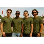 Tricouri bărbați personalizate verde militar – grup masculin urban, unitate, autoritate și identitate vizuală iRealPrint