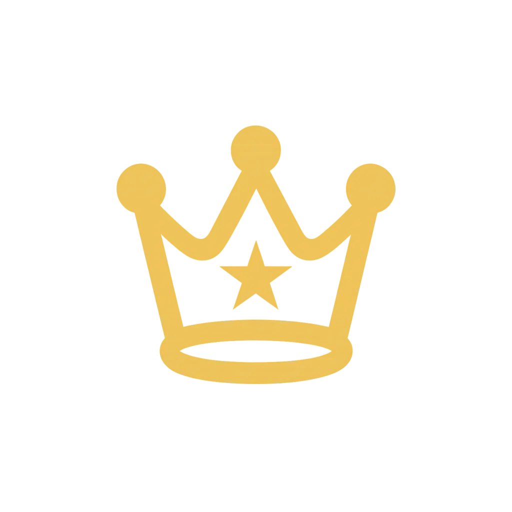Pictogramă premium iRealPrint – coroană aurie cu stea centrală, simbol al excelenței, calității și statutului premium al produselor personalizate