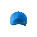 Șapcă albastră personalizabilă – vedere din spate, sistem reglabil cu cataramă metalică, model unisex pentru imprimare logo sau text