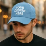 Șapcă personalizată albastru marin pentru bărbați – design elegant, contrast clar și stil premium