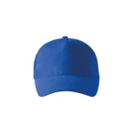 Șapcă personalizată albastru regal – mockup frontal pe fundal alb, fundal intens pentru logo-uri contrastante, personalizare prin transfer termic de precizie