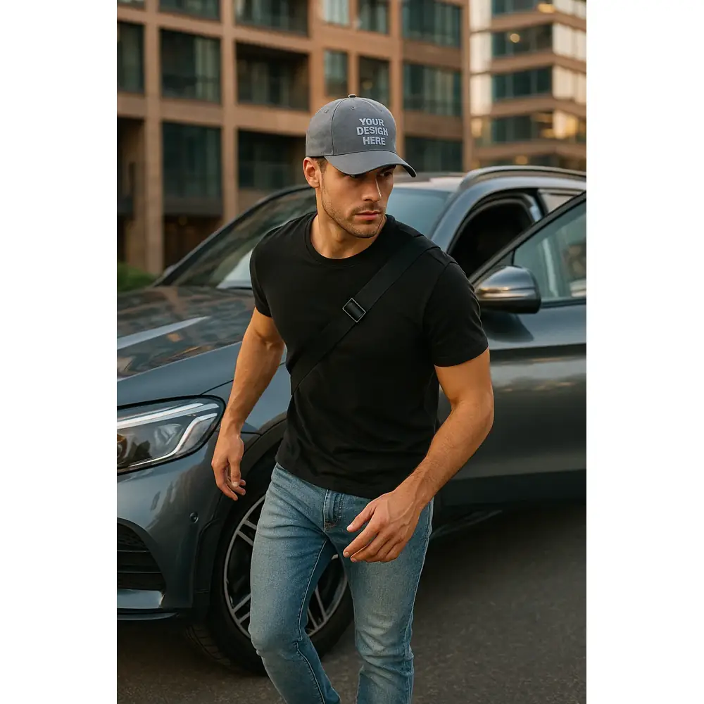 sapca-gri-personalizata-la-comanda Șapcă gri personalizată la comandă – stil urban masculin, fundal neutru pentru branding clar