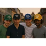 Șapcă personalizată neagră – model urban în grup, contrast elegant, imprimare prin transfer termic pentru branding premium