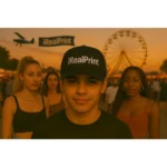 Șapcă personalizată neagră – vibe de festival, personalizare prin transfer termic, contrast puternic pentru branding vizibil