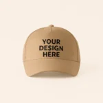 Șapcă personalizată crem – fundal deschis elegant, ideal pentru texte negre și designuri contrastante