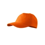 Șapcă portocalie personalizată – model lateral, ideală pentru imprimare prin transfer termic sau broderie