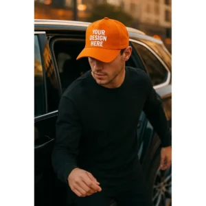 Șapcă portocalie personalizată – model la comandă pentru branding creativ și campanii promoționale