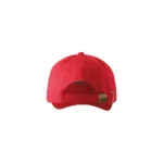 Șapcă roșie personalizată cu nume – vedere din spate, sistem reglabil metalic, design unisex confortabil și adaptabil
