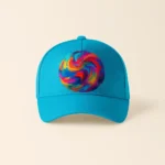 Șapcă turcoaz personalizată cu design abstract colorat – imprimare clară prin transfer termic, culori vibrante și stil fresh