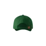 Șapcă verde închis personalizabilă, vedere din spate, sistem de prindere reglabil cu cataramă metalică