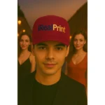 Șapcă personalizată vișinie – model premium, personalizare logo vizibil, eleganță distinctă pentru branding