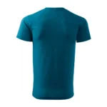 Tricou bărbați albastru petrol vedere spate, model simplu din bumbac premium pentru personalizare prin transfer termic