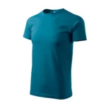 Tricou bărbați albastru petrol vedere laterală, model simplu din bumbac premium ideal pentru personalizare prin transfer termic