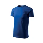 Tricou bărbați albastru regal vedere laterală, model simplu din bumbac premium ideal pentru personalizare prin transfer termic