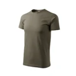 Tricou bărbați kaki vedere laterală, model simplu din bumbac premium ideal pentru personalizare prin transfer termic