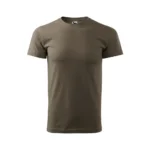 Tricou simplu bărbați kaki din bumbac premium, model de bază ideal pentru personalizare prin transfer termic