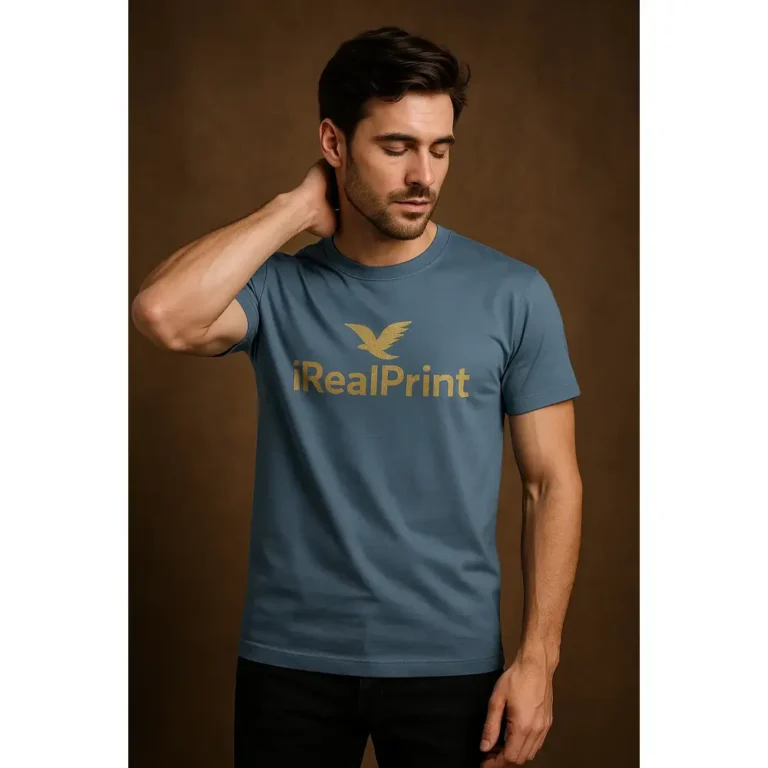 Tricou bărbați personalizat denim – stil urban premium, mesaj vizual clar iRealPrint și atitudine relaxată