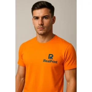 Tricou personalizat bărbați orange – model clasic cu logo iRealPrint, stil masculin energic și modern