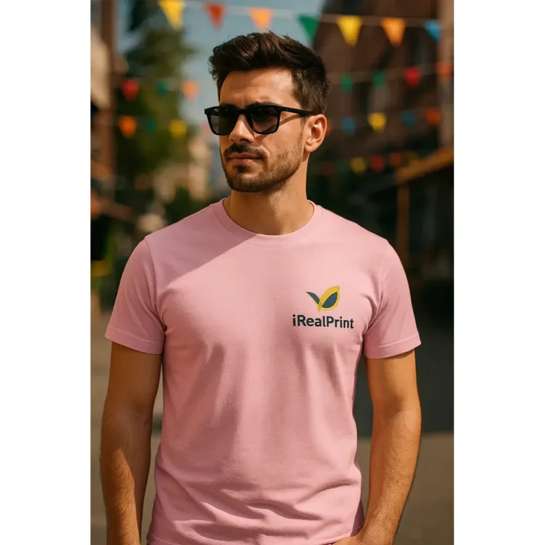 Tricou bărbați personalizat roz iRealPrint – stil smart, atitudine relaxată și rafinament masculin modern