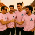 Tricou bărbați personalizat roz – model clasic, purtare dinamică și energie relaxată în stil masculin modern