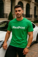 tricou barbati verde mediu personalizat outfit auto impact urban – model iRealPrint