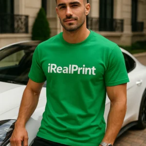 tricou barbati verde mediu personalizat outfit auto impact urban – model iRealPrint