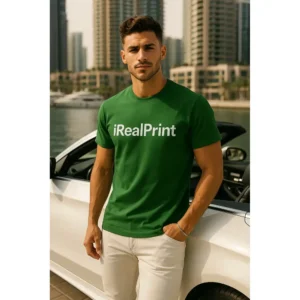 Tricou bărbați verde sticlă personalizat – outfit urban premium, port modern și stil masculin rafinat