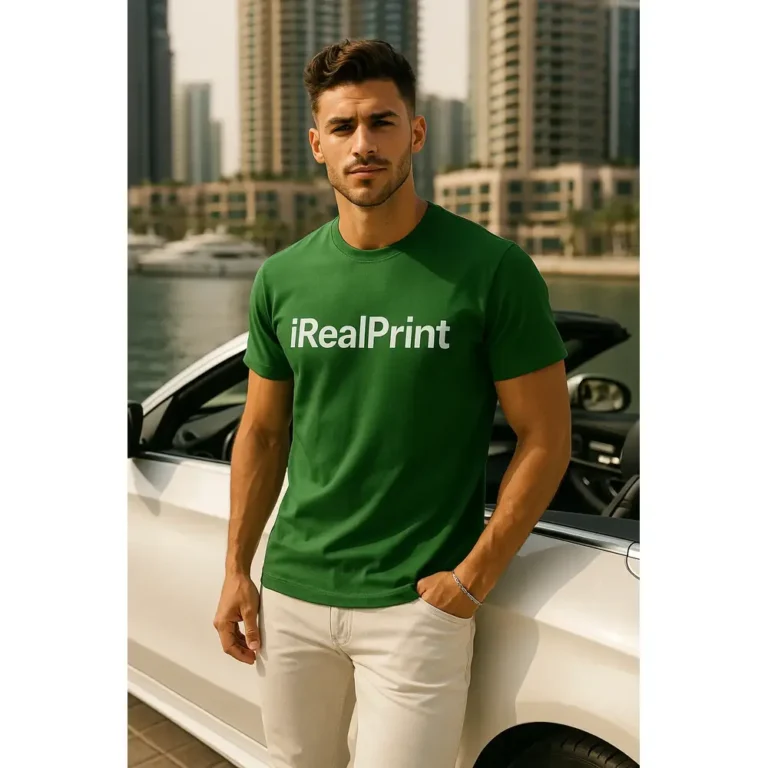 Tricou bărbați verde sticlă personalizat – outfit urban premium, port modern și stil masculin rafinat