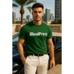 Tricou bărbați verde sticlă personalizat – statement urban premium, outfit modern cu logo iRealPrint