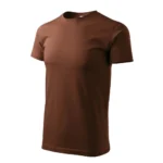 Tricou bărbați personalizat ciocolată – vedere 3 sferturi, model simplu din bumbac premium, ideal pentru imprimare și personalizare