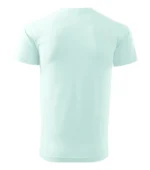 Tricou bărbați personalizat frost – vedere spate, nuanță rece sofisticată și fundal premium pentru imprimare clară