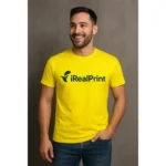 Tricou personalizat bărbați galben lămâie – design iRealPrint, mesaj clar și impact vizual puternic