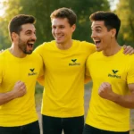 Tricou personalizat bărbați galben lămâie – grup prieteni iRealPrint, energie și impact vizual