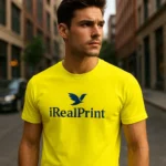 Tricou personalizat bărbați galben lămâie – mesaj vizibil iRealPrint, look urban modern