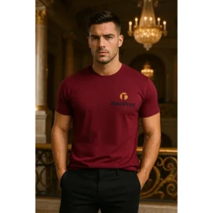 Tricou bărbați personalizat garnet iRealPrint – mesaj elegant pe fundal rafinat, stil premium masculin