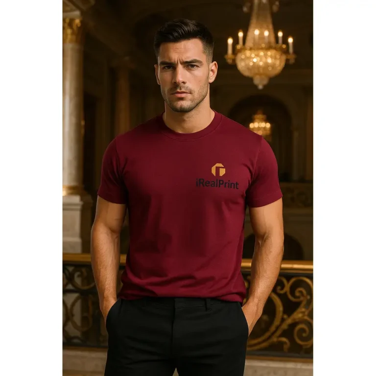 Tricou bărbați personalizat garnet iRealPrint – mesaj elegant pe fundal rafinat, stil premium masculin