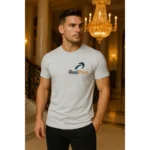 Tricou personalizat bărbați gri deschis iRealPrint – stil elegant, branding premium și impact vizual modern