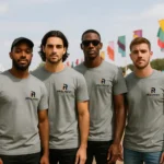 Tricou bărbați gri închis personalizat iRealPrint – grup masculin festival vibe, impact vizual și rafinament