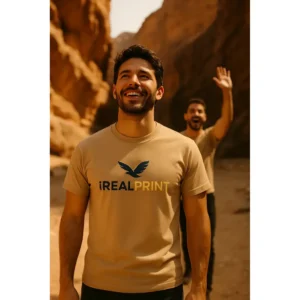 Tricou bărbați personalizat crem – stil natural, rafinament masculin și impact vizual premium iRealPrint