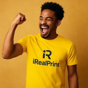 Tricou bărbați personalizat galben – energie pozitivă, entuziasm și branding iRealPrint
