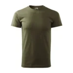 Tricou bărbați personalizat verde militar – vedere frontală, design simplu și material rezistent pentru personalizare