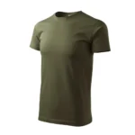 Tricou bărbați personalizat verde militar – vedere laterală, croială clasică și material premium pentru personalizare durabilă