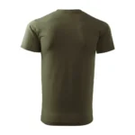 Tricou bărbați personalizat verde militar – vedere spate, design simplu și material rezistent pentru personalizare
