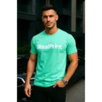 Tricou bărbați verde mentă personalizat – model urban cu logo iRealPrint, stil premium