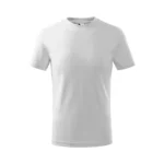 Tricou copii personalizat alb – vedere laterală, croială simplă și elegantă, ideal pentru imprimeuri colorate și mesaje creative
