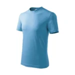 Tricou copii personalizat albastru azur – vedere laterală, croială confortabilă, ideal pentru personalizări creative și imprimeuri colorate