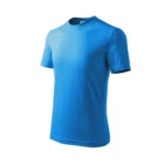 Tricou copii personalizat albastru – vedere laterală, croială modernă din bumbac moale, ideal pentru imprimeuri colorate și confort zilnic
